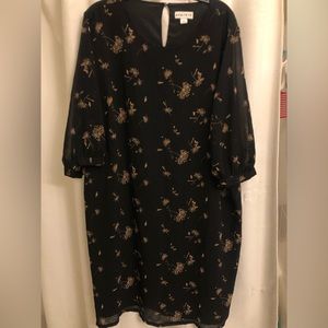 AVA & VIV Plus Dress, Black, sheer sleeves,2X